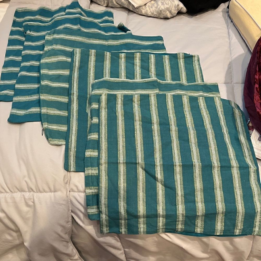 Set of 6 Teal zipper accent pillow cushi